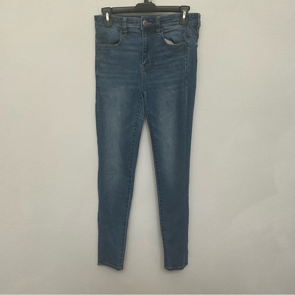 American Eagle Next Level Stretch Hi- Rise Jeggings Size 6 Mid Wash Skinny Jeans